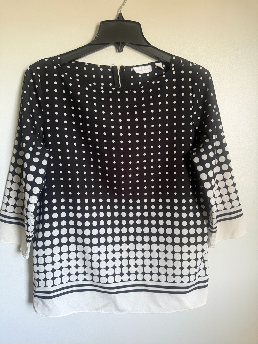 NY & Co Ombré Polka Dot Blouse Black & White size small